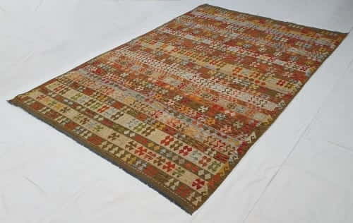 Rug# 24242, Superfine Afghan flatweave Kilim, modern design, veg dyes, size 294x200 cm, RRP $1800, on special $720 (2)