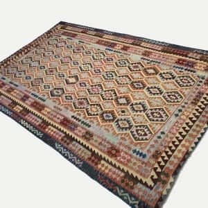 Rug# 24418, Superfine Afghan flatweave Kilim, modern design, veg dyes, size 483x318 cm, RRP $4600, on special $1840 (2)