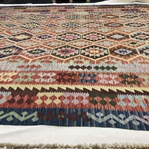 Rug# 24418, Superfine Afghan flatweave Kilim, modern design, veg dyes, size 483x318 cm, RRP $4600, on special $1840 (7)