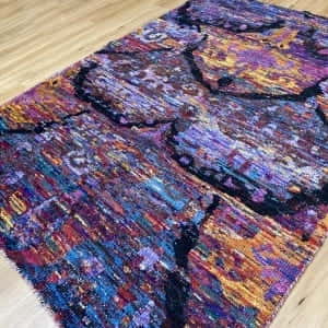 Rug# 30145, full Sari-silk pile designer rug, Abstrak design, rare, size 230x160 cm (2)