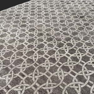 Rug# 30704 Tibetan weave Indian main carpet in Modern design, hand spun wool pile and bamboo silk pile, size 367x270 cm,