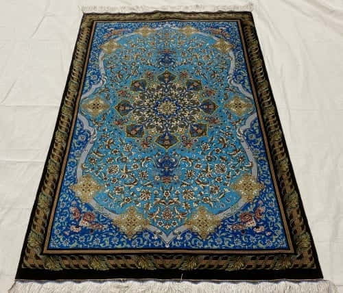 Rug# 7288A, Superfine Caspian silk Qum, circa 2000, 1000,000 KPSQM Persia, signed, size 163x100 cm