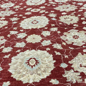 Rug# 12543, Afghan Turkaman weave, custom made from a 19th century antique Sultanabad Ziegler design, hand spun wool and vegetable dyes, Size 352x277 cm (3)