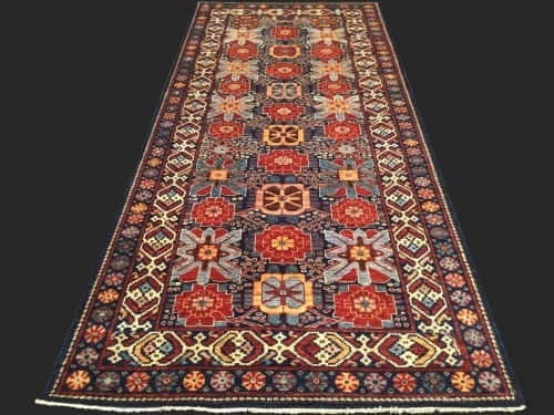 Rug# 26047, Afghan Turkakan weave, 19th c Kurdi- varamin inspired, HSW, veg dyes, size 296x128 cm