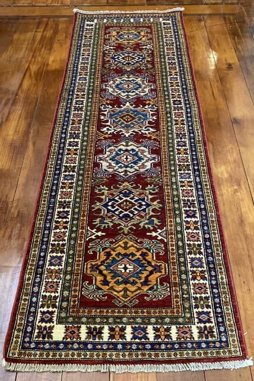 Rug# 24338, Afghan Turkaman weave 19th c Tabriz design, hand spun wool vegetable dyes, 243x80 cm RRP $1800, Special $750
