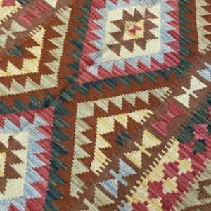 Rug# 24397, superinfe Afghan flatweave Kilim , modern design, veg.dyes, size 204x101 cm, RRP $570, on special $180 (2)