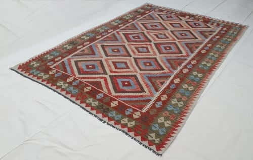 Rug# 24469, Superfine Afghan flatweave Kilim, modern design, veg dyes, size 294x206 cm, RRP $1800, on special $720 (2)