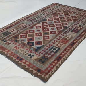 Rug# 24562, Superfine Afghan flatweave Kilim, modern design, veg dyes, size 300x194 cm, RRP $1800, on special $720 (2)