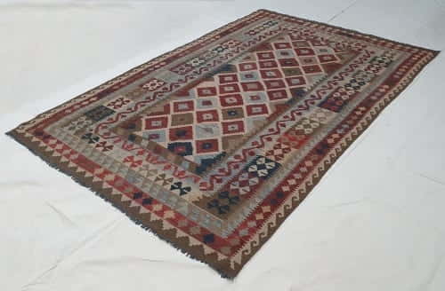 Rug# 24562, Superfine Afghan flatweave Kilim, modern design, veg dyes, size 300x194 cm, RRP $1800, on special $720 (2)