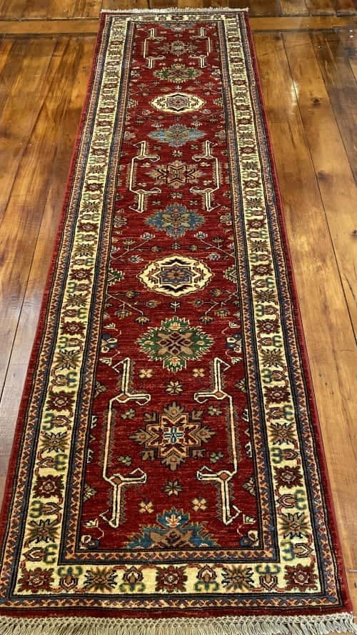 Rug# 24748, Afghan Chechen weave Super-Kazak, HSW, V.D, size 294x84 cm