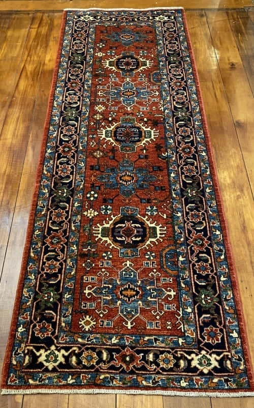 Rug# 24955, Afghan Turkaman weave Heriz design, HSW, V.D, size 296x84 cm RRP $2500, Special $1000