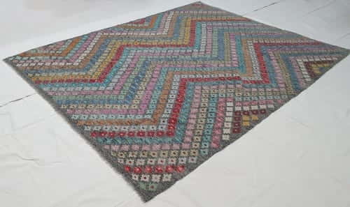Rug# 25640, Superfine Afghan flatweave Kilim, modern design, veg dyes, size 271x214 cm, RRP $1750, on special $700 (2)