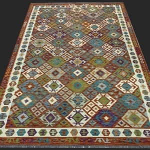 Rug# 26096, Afghan Maimaneh Kilim, Qazni wool & vegetable dyes, Size 294x208 cm (2)