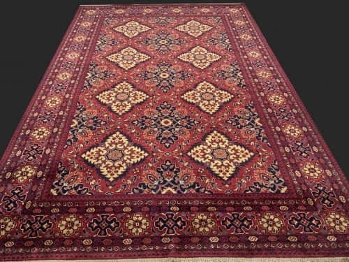 Rug# 26157, Afghan Ersari weave, inspired by antique Ensi rug designs, fine wool pile, Size 292x201 cm