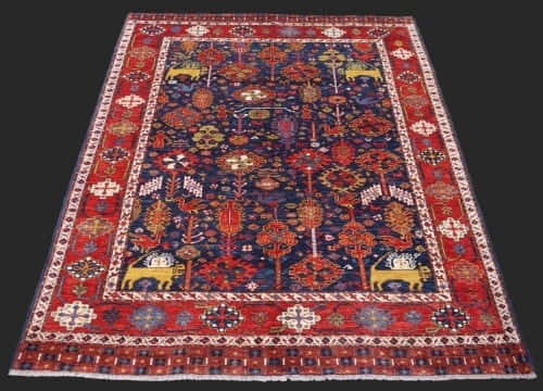 Rug# 26198 Very fine Afghan Turkaman weave, inspired by 19th c Qashqai design, HSW, Veg dyes, size 200x153 cm