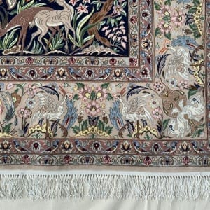 Rug# 10067, Superfine Isfehan, c.1970, Vase with Mehrab, silk base & inly, 900k KPSQM, immaculate, Persia, size 308x208 cm (3)
