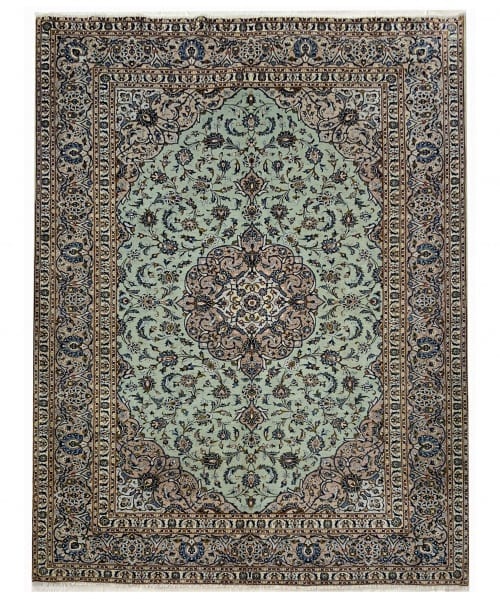 Rug# 10211, Fine Kashan , circa 1960, immaculate condition, Safavid Corner & medallion design, wool pile, 400,000 KPSQM, Persia, size 405x300 cm (2)