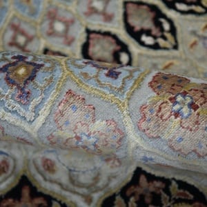 Rug# 31118, Classic Dome design wool & silk pile, woven in Jaipur, 400K. KPSQM, Persian knots, India, size 253x175 cm (2)