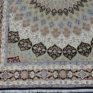Rug# 31118, Classic Dome design wool & silk pile, woven in Jaipur, 400K. KPSQM, Persian knots, India, size 253x175 cm (5)