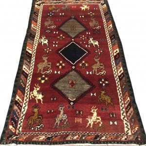 Rug# 6945, Vintage Gabbeh, nomadic Qashaqai tribe, circa 1950, size 210x116 cm