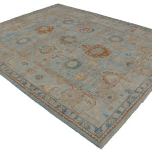 Rug# 26245, AfghanTurkaman weave, 17th c Oushak inspired, Veg dyes, Size 247x307 cm (3)