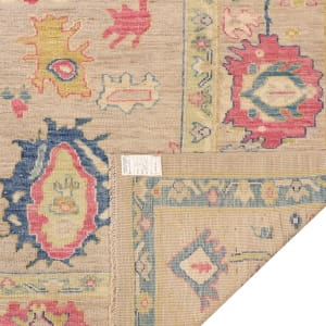 Rug# 26289, Afghan Turkaman weave, 17th c Oushak inspired, Veg dyes, Size 299x250 cm (2)