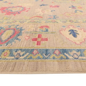 Rug# 26289, Afghan Turkaman weave, 17th c Oushak inspired, Veg dyes, Size 299x250 cm (3)