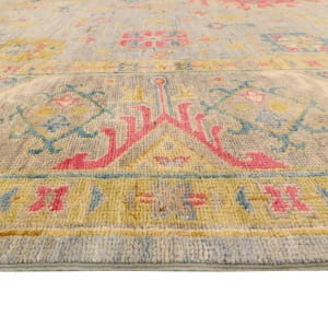 Rug# 26290, Afghan Turkaman weave, 17th c Oushak inspired, Veg dyes, Size 296x256 cm (3)