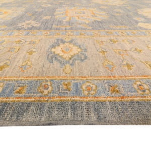 Rug# 26291, Afghan Turkaman weave, 17th c Oushak inspired, Veg dyes, Size 296x253 cm (3)