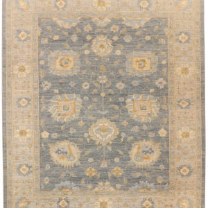 Rug# 26291, Afghan Turkaman weave, 17th c Oushak inspired, Veg dyes, Size 296x253 cm