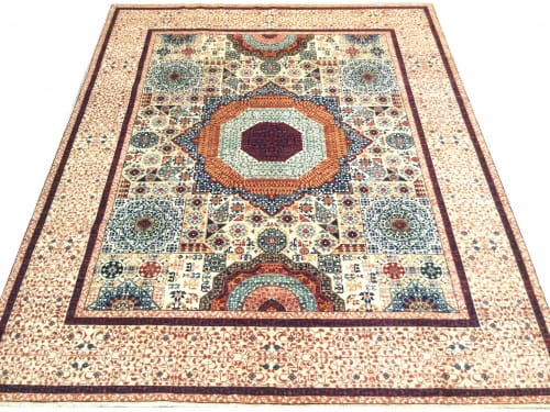 Rug# 26307, Afghan Turkakan weave, 15th c Mamluk design, Veg dyes, Size 293x241cm