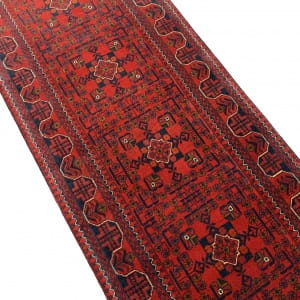 Rug# 26237, Superfine Afghan Ersari weave from Kondooz area in Afghanistan, very fine wool pile, classic Turkaman Gul design, 400,000 asymmetrical knots per sq metre, 581x78 cm (3)