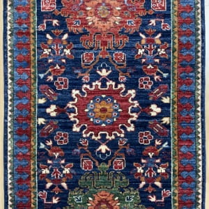 Rug# 24311, Afghan Turkaman weave, 19th c caucasian design, handspun wool pile & vegetable dyes, Size 482x82 cm (5)