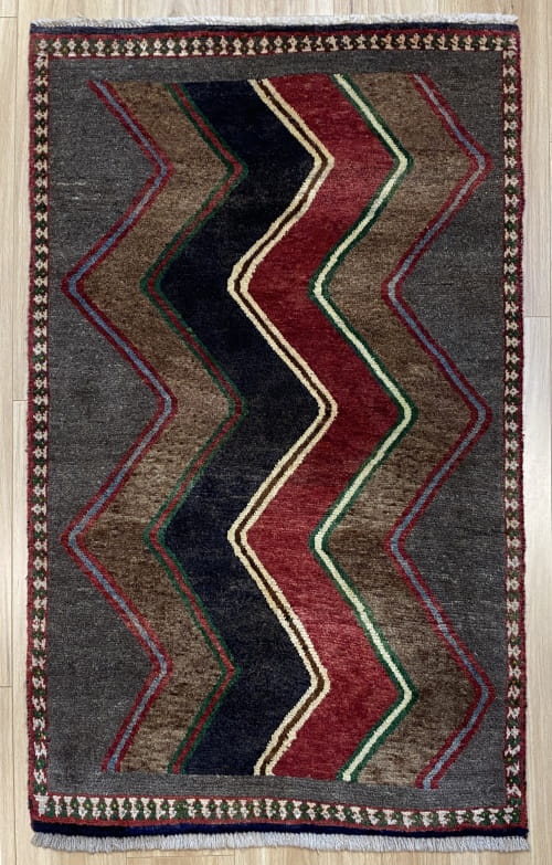 Rug# 6956, Mid century Nomadic Gabbeh, Handspun wool pile and foudation, Qashaqai tribe, Southern Persia, size 145x90 cm