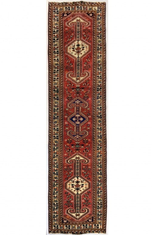 Rug# 10026, Nasr-abad Qashqai, Kashkuli clan, c. 1960, immaculate condition, cottage weave, South Persia, size 388x107 cm (2)