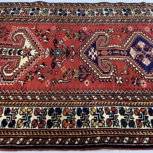 Rug# 10026, Nasr-abad Qashqai, Kashkuli clan, c. 1960, immaculate condition, cottage weave, South Persia, size 388x107 cm (3)