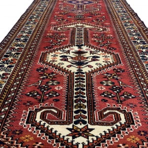Rug# 10026, Nasr-abad Qashqai, Kashkuli clan, c. 1960, immaculate condition, cottage weave, South Persia, size 388x107 cm (4)