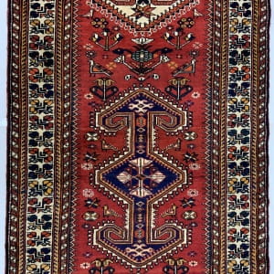 Rug# 10026, Nasr-abad Qashqai, Kashkuli clan, c. 1960, immaculate condition, cottage weave, South Persia, size 388x107 cm (5)