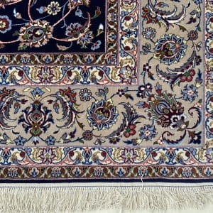 Rug# 10053, Superfine Isfehan, c.1975, Safavid floral, signed Davari Masterweaqve, silk base & inlay, 900k KPSQM, collectable, Persia, size 301x204 cm (7)