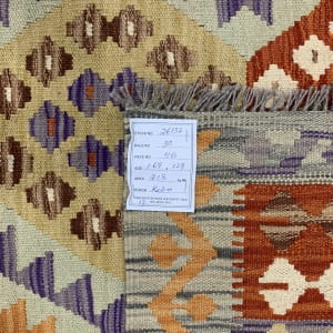 Rug# 26137, Afghan Maimaneh Kilim, Qazni wool & vegetable dyes, Size 169x129 cm (2)