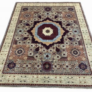 Rug# 26338. Superfine Afghan Mamluk , 50x50, woven by Turkaman women artisans, HSW, Veg dyes, Size 308x249 cm