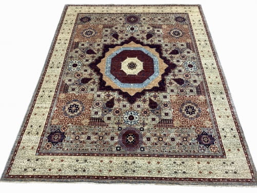 Rug# 26338. Superfine Afghan Mamluk , 50x50, woven by Turkaman women artisans, HSW, Veg dyes, Size 308x249 cm