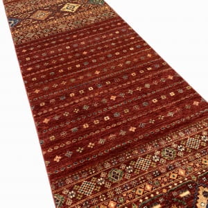 Rug# 26393. Afghan Turkaman, Khorjeen design, woven by women artisans, HSW, Veg dyes, Size 606x98 cm (3)