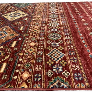 Rug# 26393. Afghan Turkaman, Khorjeen design, woven by women artisans, HSW, Veg dyes, Size 606x98 cm (4)