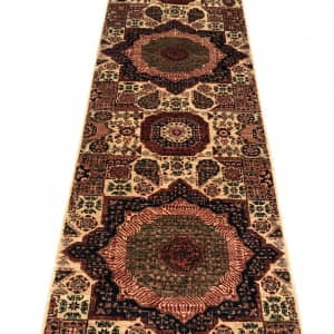 Rug# 25528 Afghan Turkaman weave , vegetable dyes, Antique Mamluk design, size 429x79 cm (2)