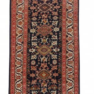 Rug# 26354, Afghan Turkaman weave, 19th c Caucasian design, veg dyes, size 442x90 cm (2)