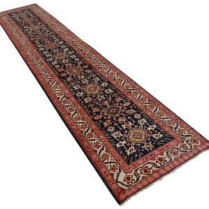 Rug# 26354, Afghan Turkaman weave, 19th c Caucasian design, veg dyes, size 442x90 cm (3)