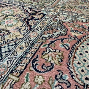 Rug# 31199, Fine Srinagar, 100% silk pile on a cotton warp and weft, Garden design, Kashmir , India, Size 122x79 cm (6)