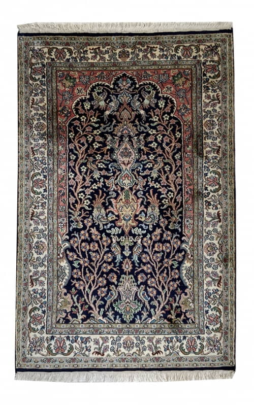 Rug# 31200 Fine Srinagar, 100% silk pile on a cotton warp and weft, Mogul Tree Of Life , Kashmir , India, Size 131x78 cm (2)
