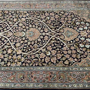 Rug# 31201 Fine Srinagar, 100% silk pile on a cotton warp and weft, Mogul Tree Of Life , Kashmir , India, Size 130x84 cm (6)